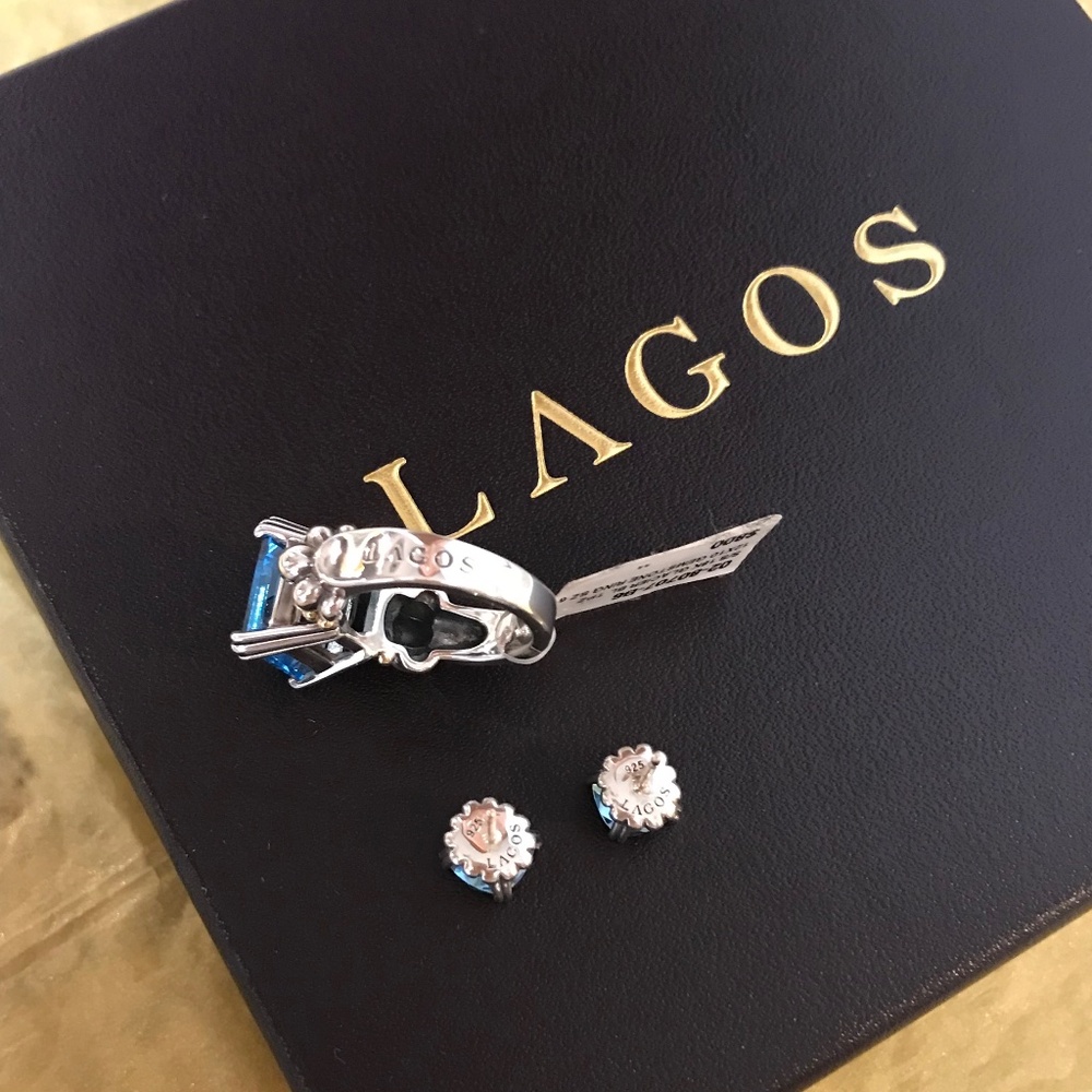 Lagos Blue Topaz Ring&Earrings - Picture 12 of 16